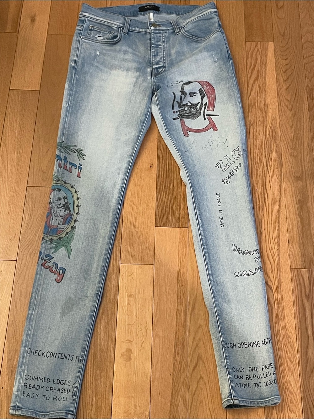 AMIRI Light Blue Graphic Skinny Men’s Jeans